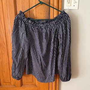 a new day Navy and White Striped Blouse